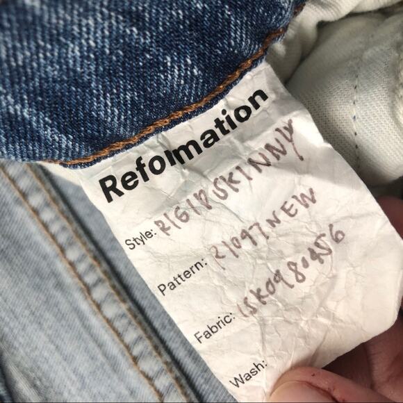 Reformation High Rise rigid skinny denim jeans 26 blue button fly - Picture 5 of 8